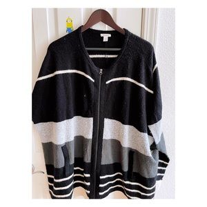 Caslon black white sweater cardigan sleeveless